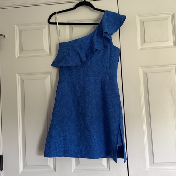 NWT - LILLY PULITZER Kipton One-Shoulder Romper Blue Pineapple print - Size 4 - Picture 5 of 5